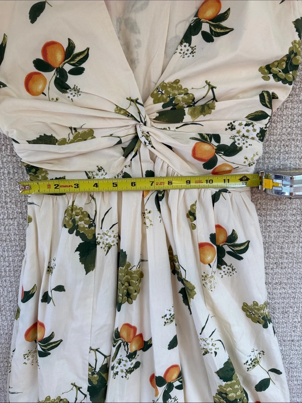 Abercrombie Cream Fruit Print Twist-Front Maxi Dress - Size S